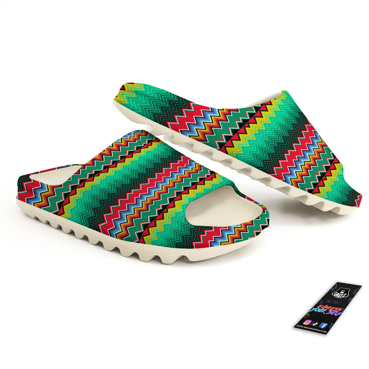 Mexican Blanket Zigzag Colorful Print Sandals-grizzshop