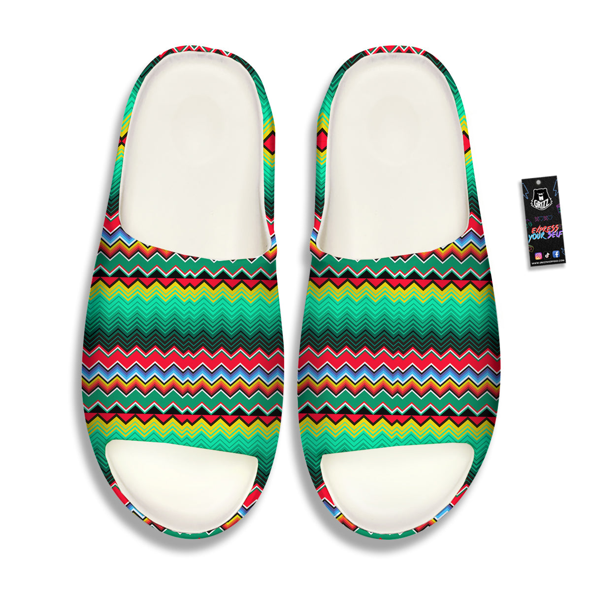 Mexican Blanket Zigzag Colorful Print Sandals-grizzshop