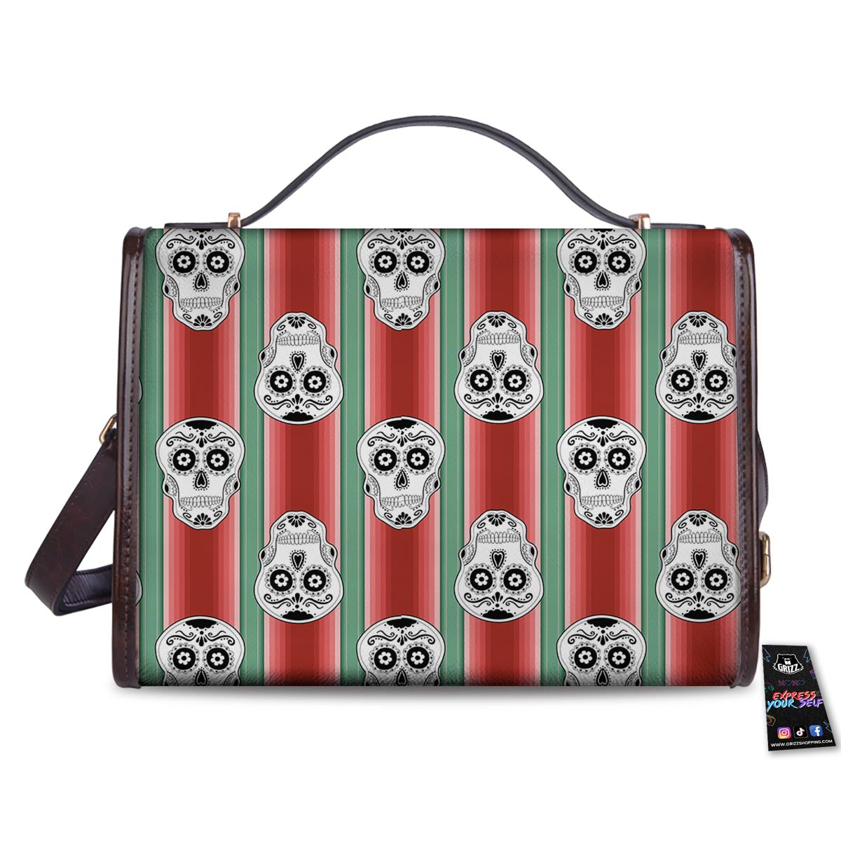 Mexican Serape Sugar Skull Print Pattern Women's Satchel Bag