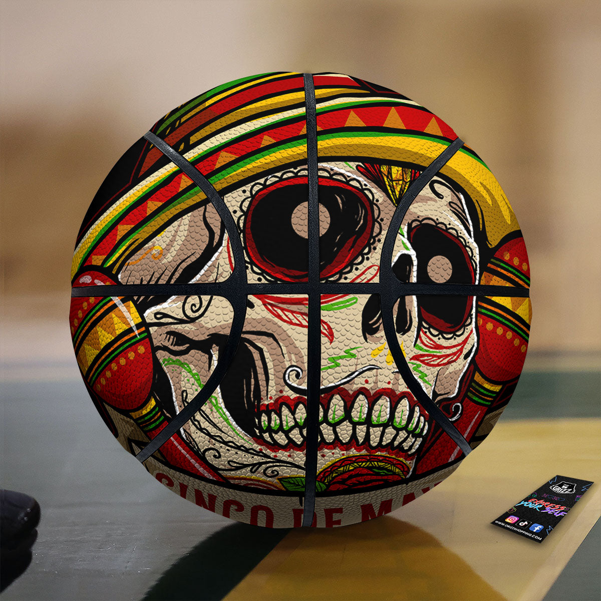 Mexican Skull Cinco de Mayo Print Basketball