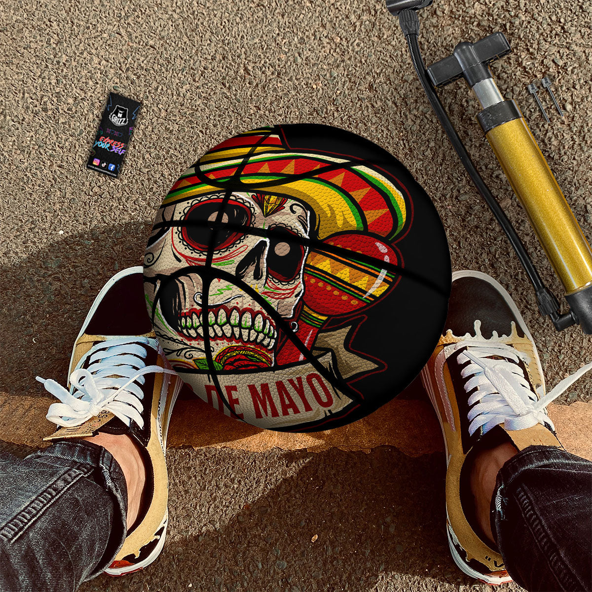 Mexican Skull Cinco de Mayo Print Basketball