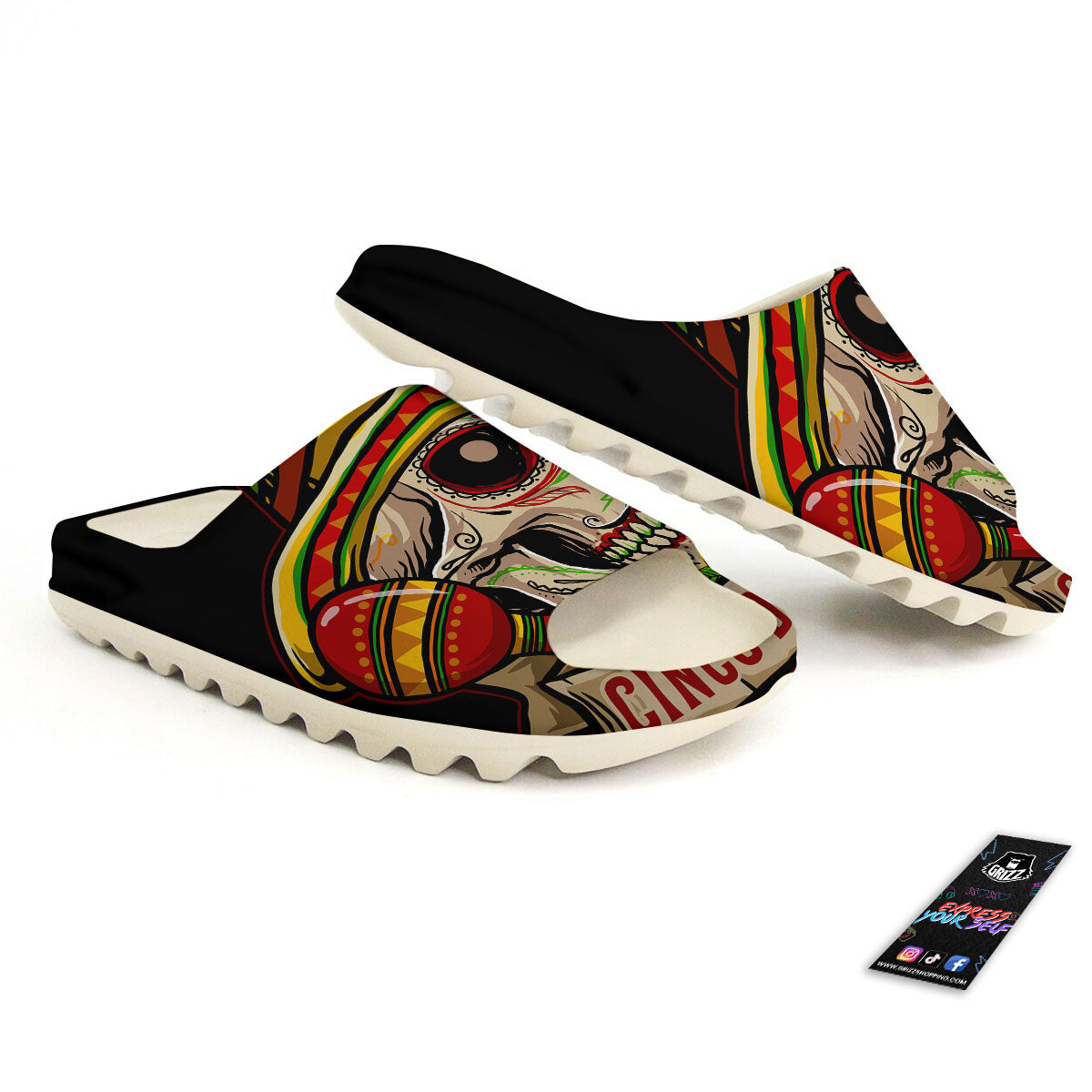 Mexican Skull Cinco de Mayo Print Sandals-grizzshop