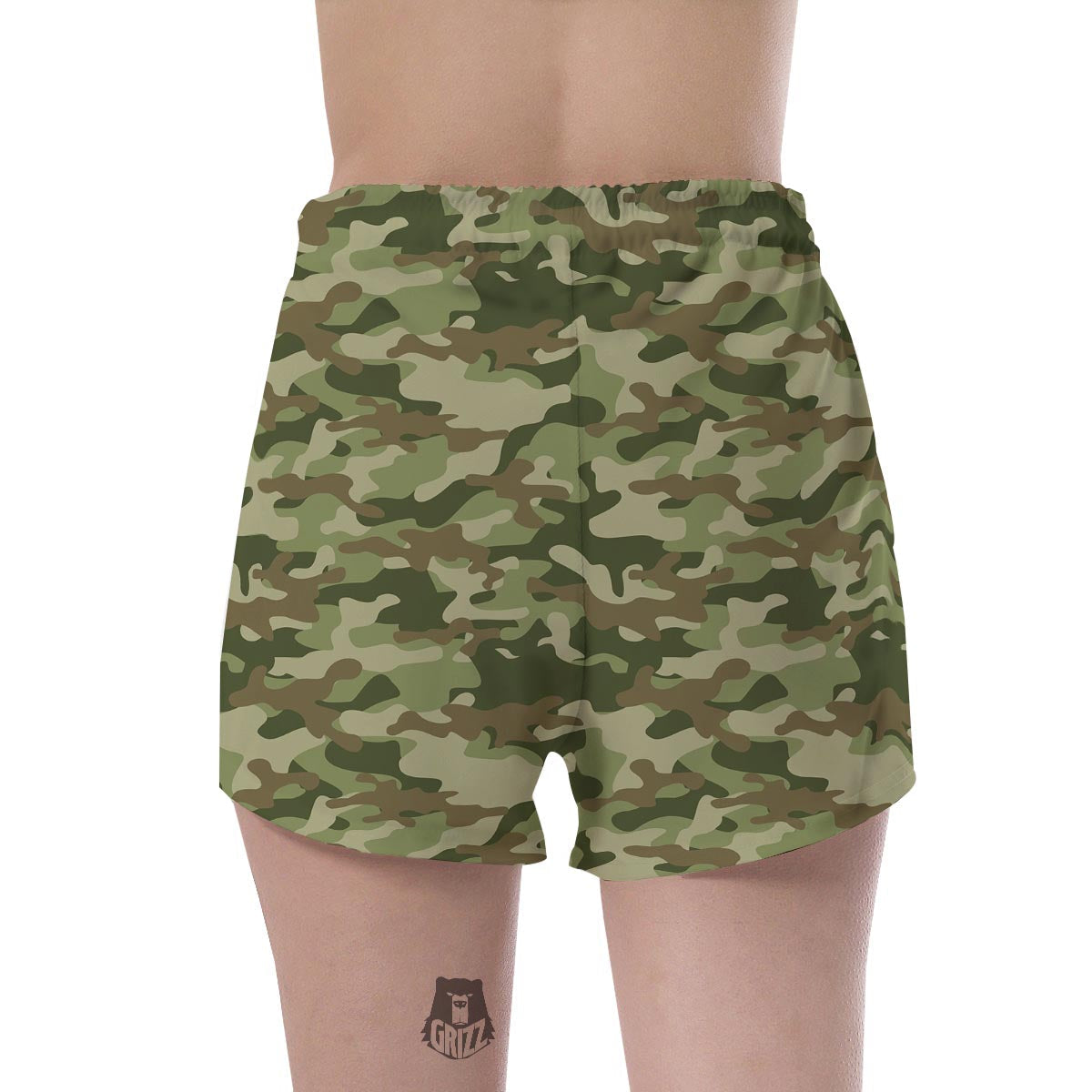 Military Green Camo Print Women's Shorts-grizzshop