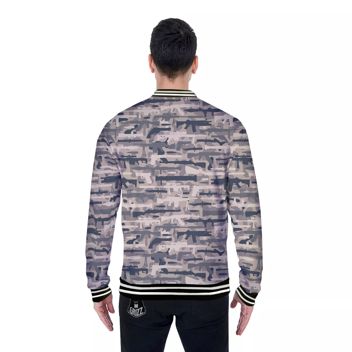 Military Gun Air Force Camo Print Baseball Jacket-grizzshop