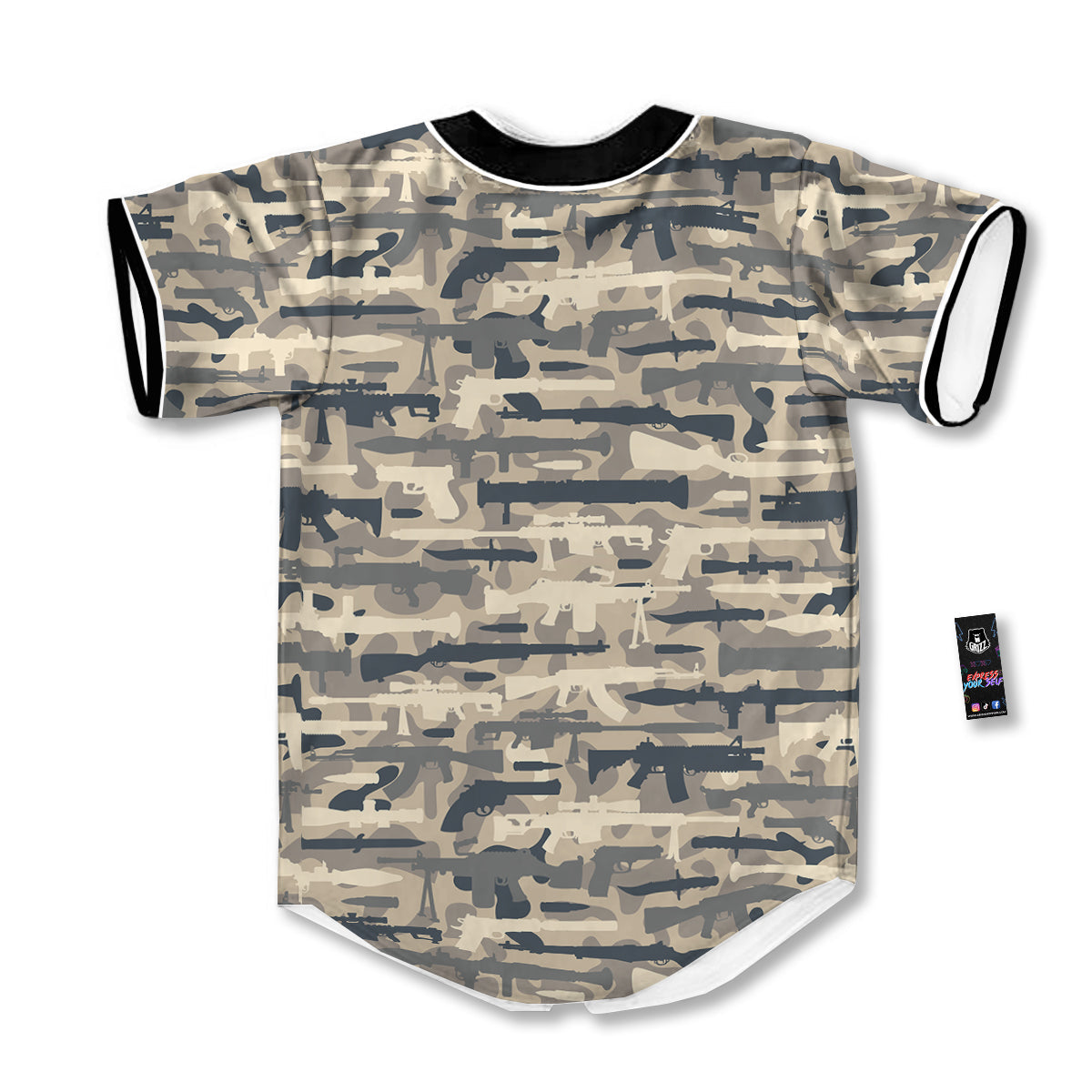 Military Gun Air Force Camo Print Baseball Jersey-grizzshop