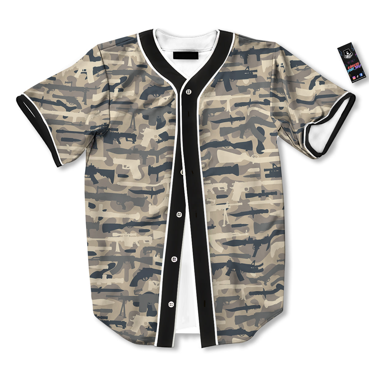 Military Gun Air Force Camo Print Baseball Jersey-grizzshop