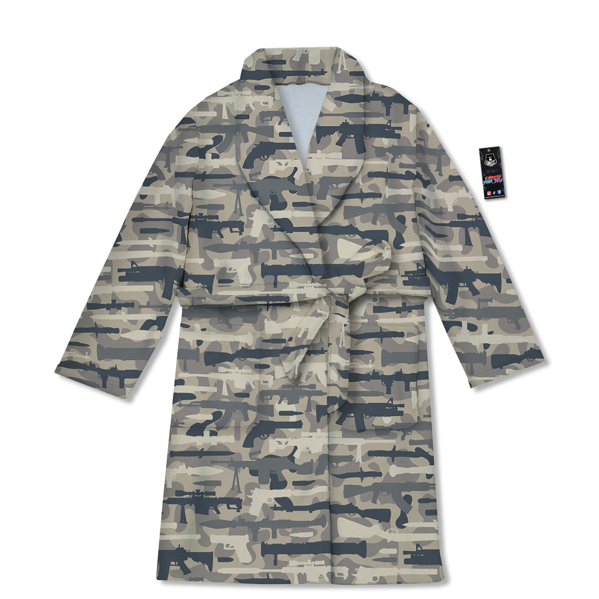 Military Gun Air Force Camo Print Bathrobe-grizzshop