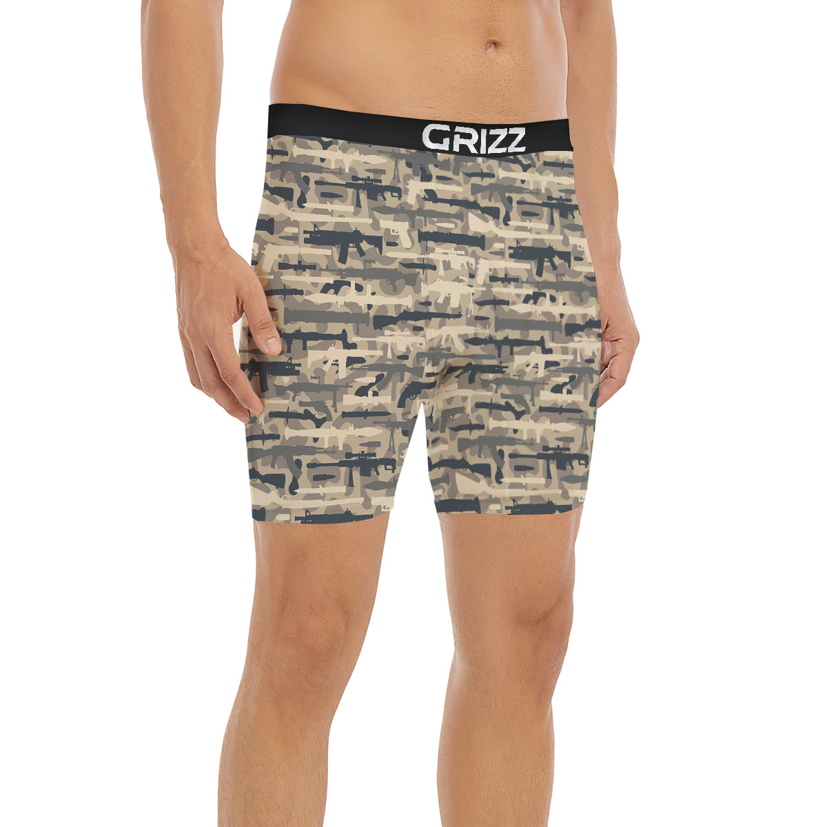 Military Gun Air Force Camo Print Boxer Briefs-grizzshop
