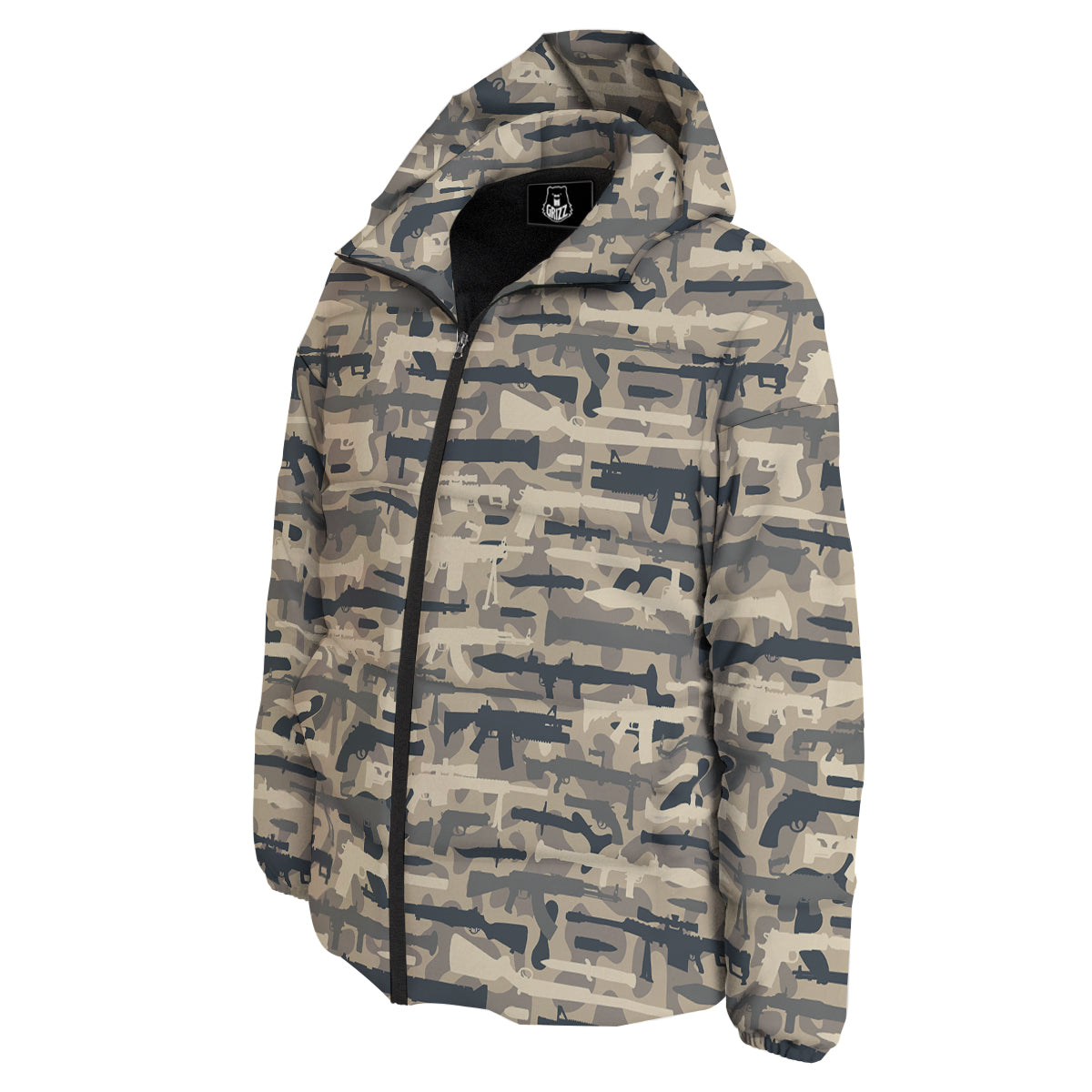 Military Gun Air Force Camo Print Down Jacket-grizzshop