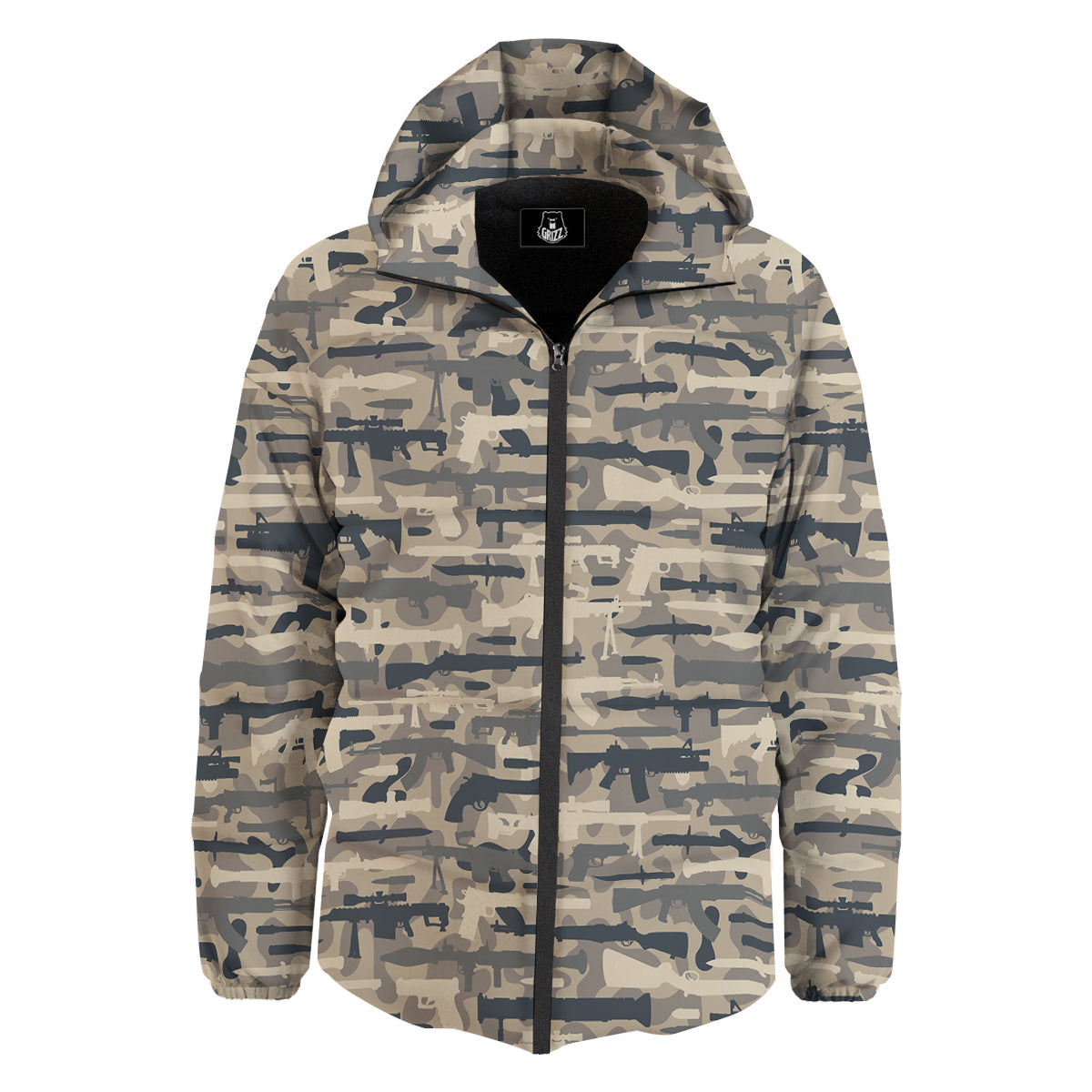 Military Gun Air Force Camo Print Down Jacket-grizzshop