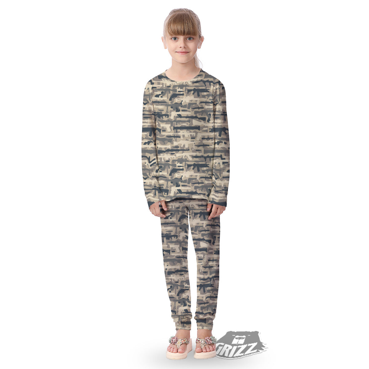 Military Gun Air Force Camo Print Kid's Pajamas-grizzshop