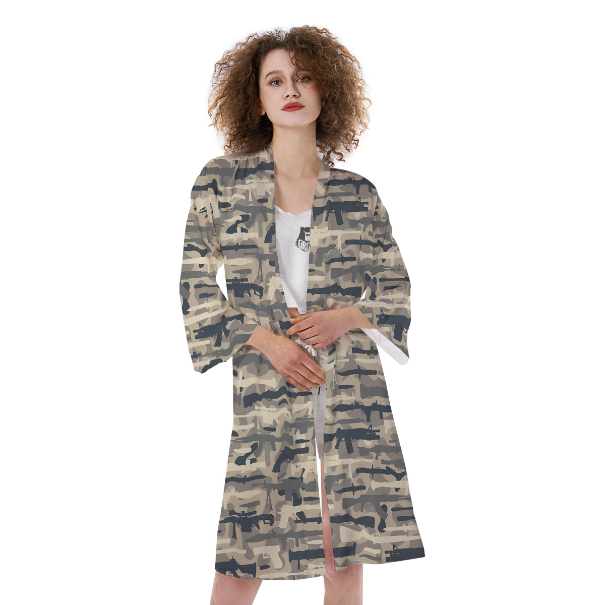 Military Gun Air Force Camo Print Kimono-grizzshop