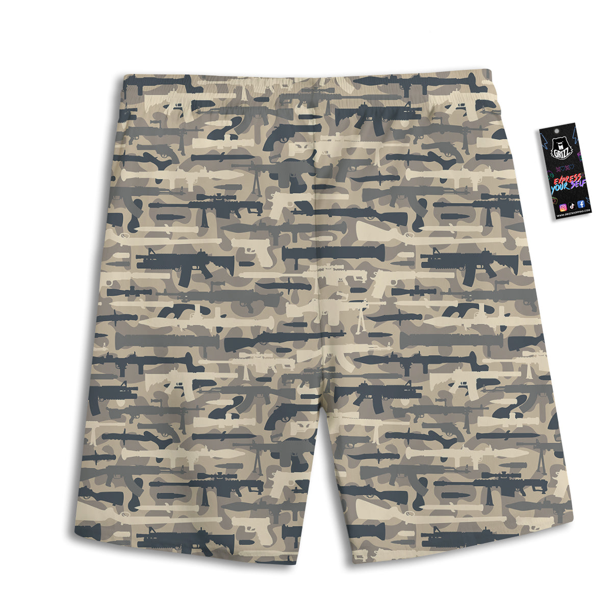 Military Gun Air Force Camo Print Men's Athletic Shorts