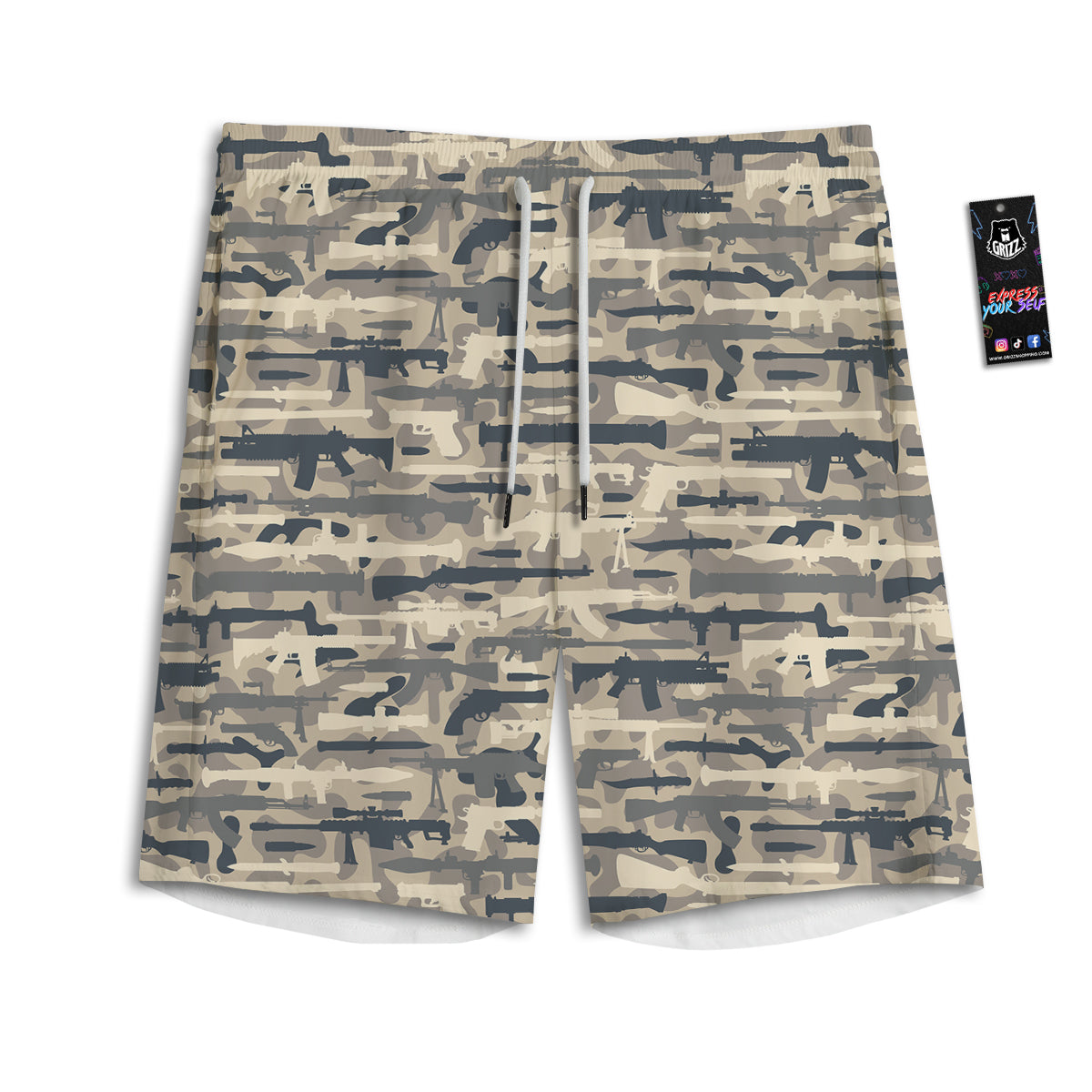 Military Gun Air Force Camo Print Men's Athletic Shorts