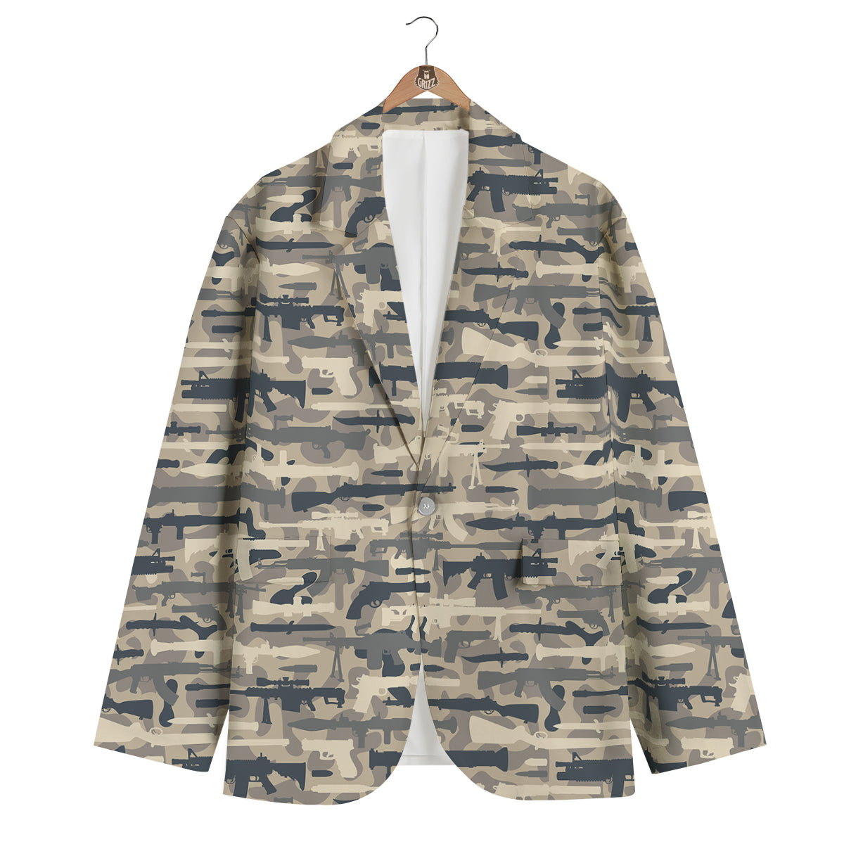 Military Gun Air Force Camo Print Men's Blazer-grizzshop