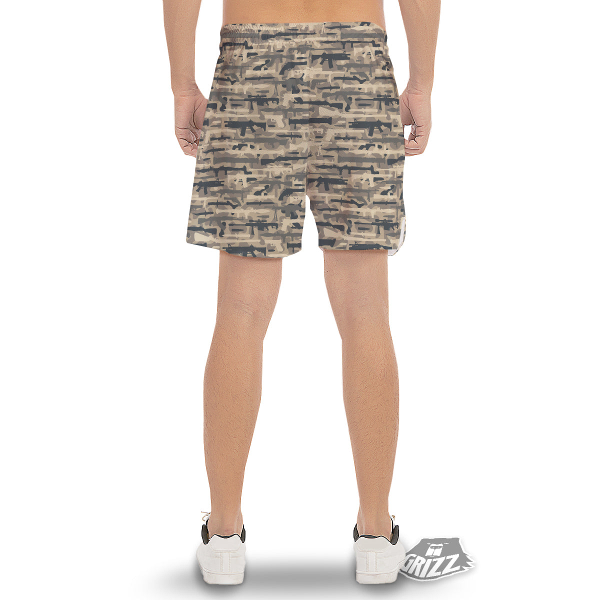 Military Gun Air Force Camo Print Men's Gym Shorts-grizzshop