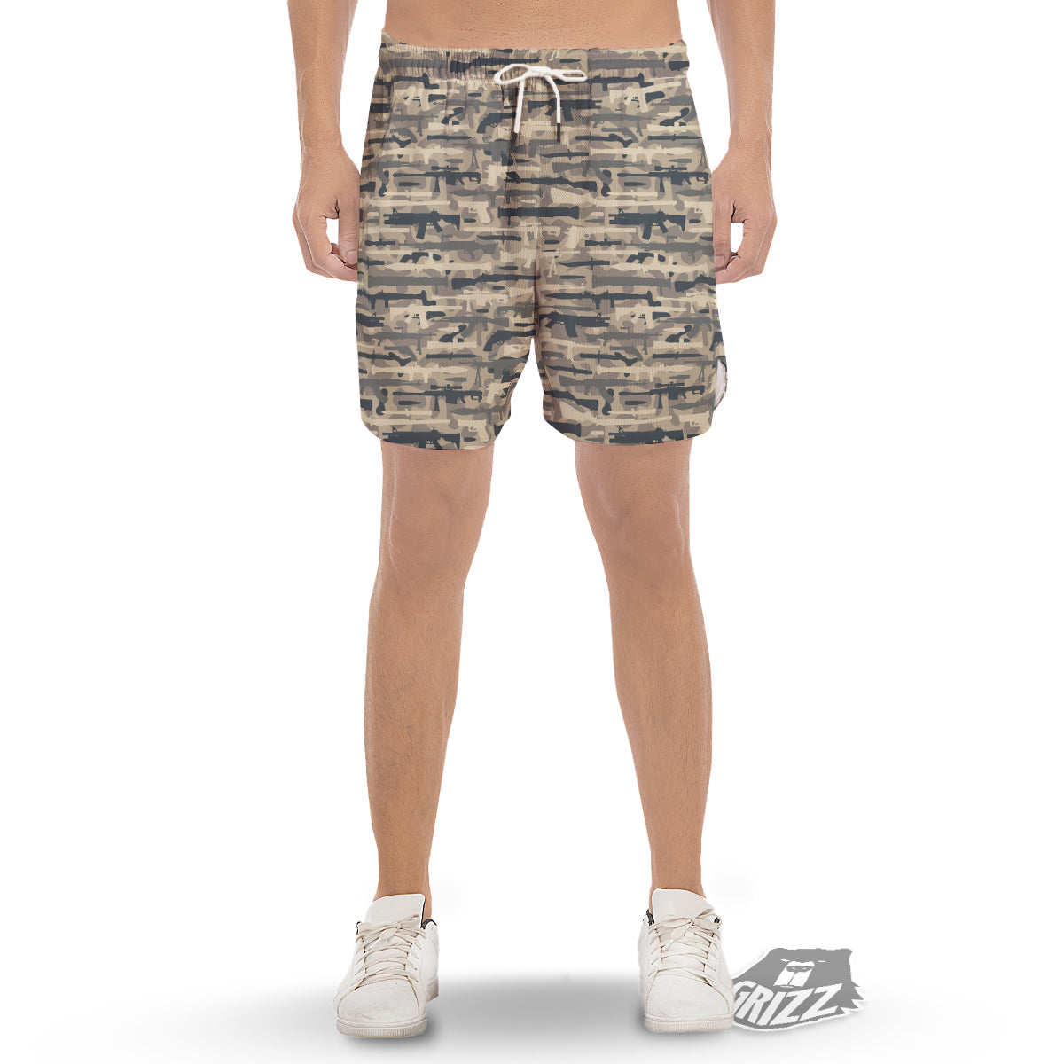 Military Gun Air Force Camo Print Men's Gym Shorts-grizzshop