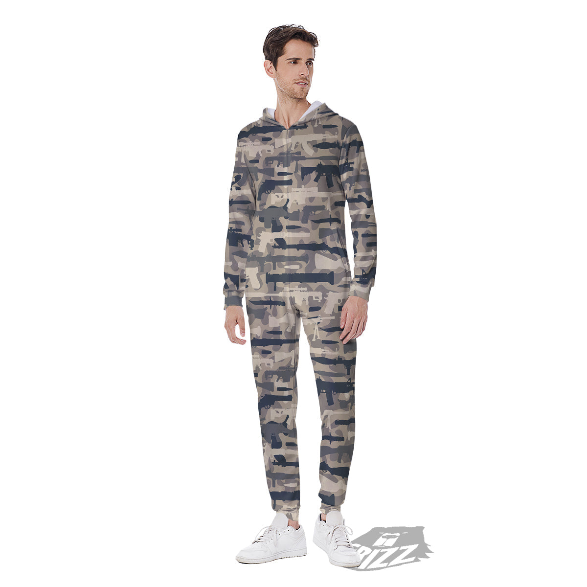 Military Gun Air Force Camo Print Men's Jumpsuit-grizzshop