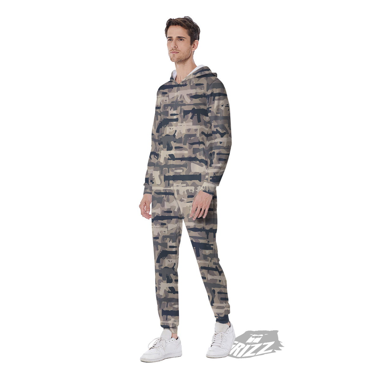 Military Gun Air Force Camo Print Men's Jumpsuit-grizzshop
