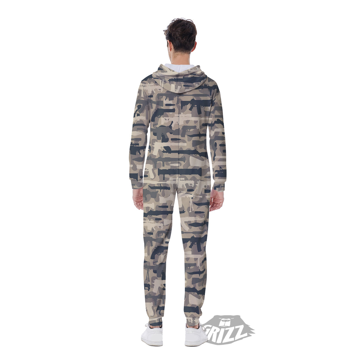 Military Gun Air Force Camo Print Men's Jumpsuit-grizzshop