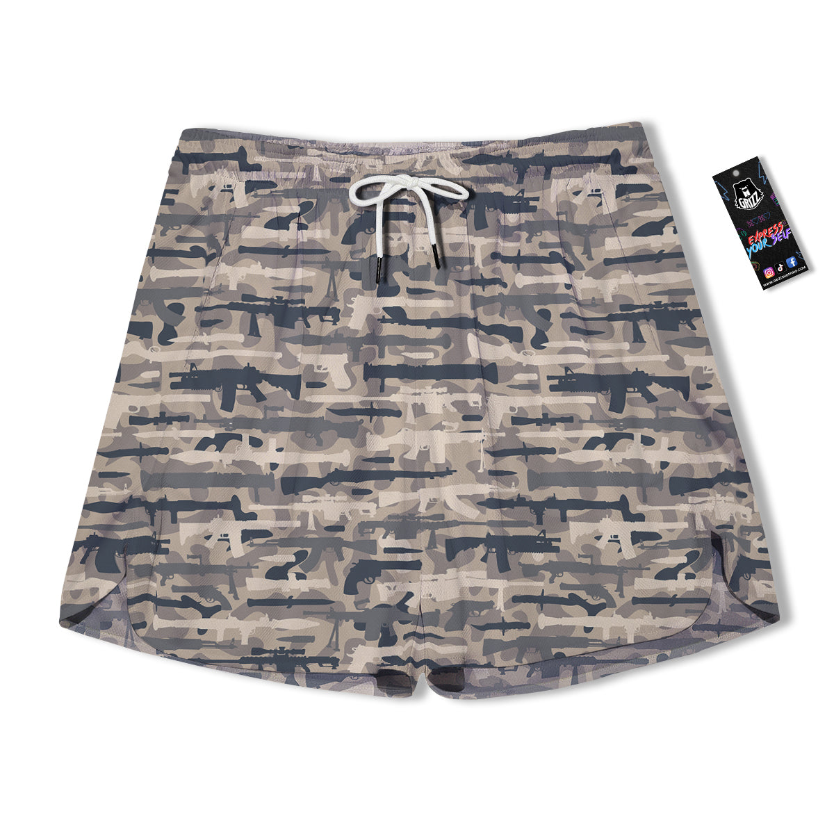 Military Gun Air Force Camo Print Men's Running Shorts-grizzshop