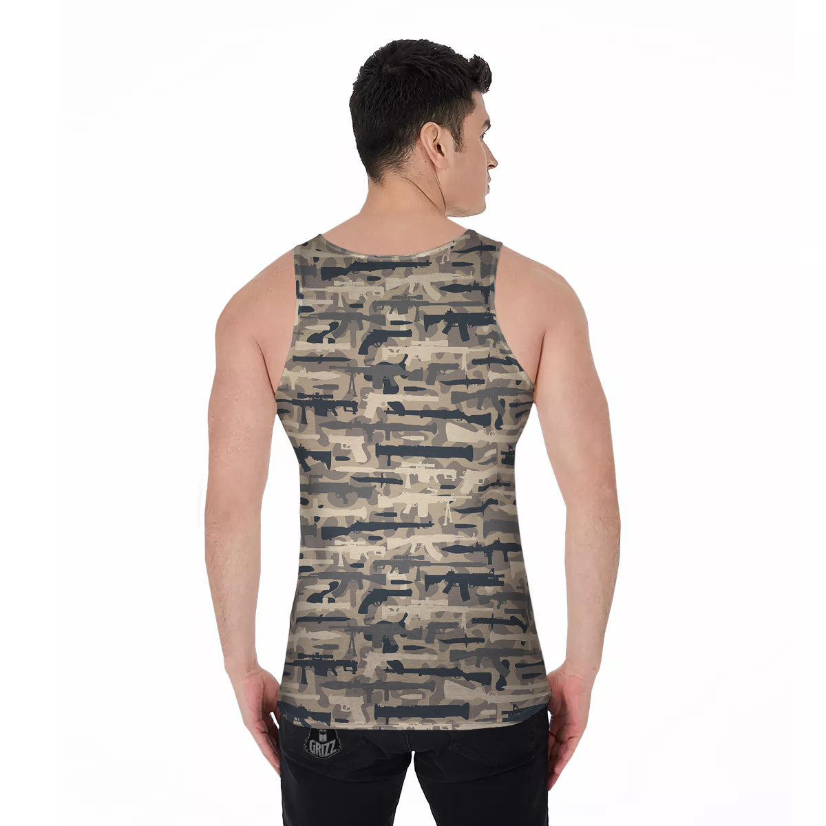 Military Gun Air Force Camo Print Men's Tank Top-grizzshop