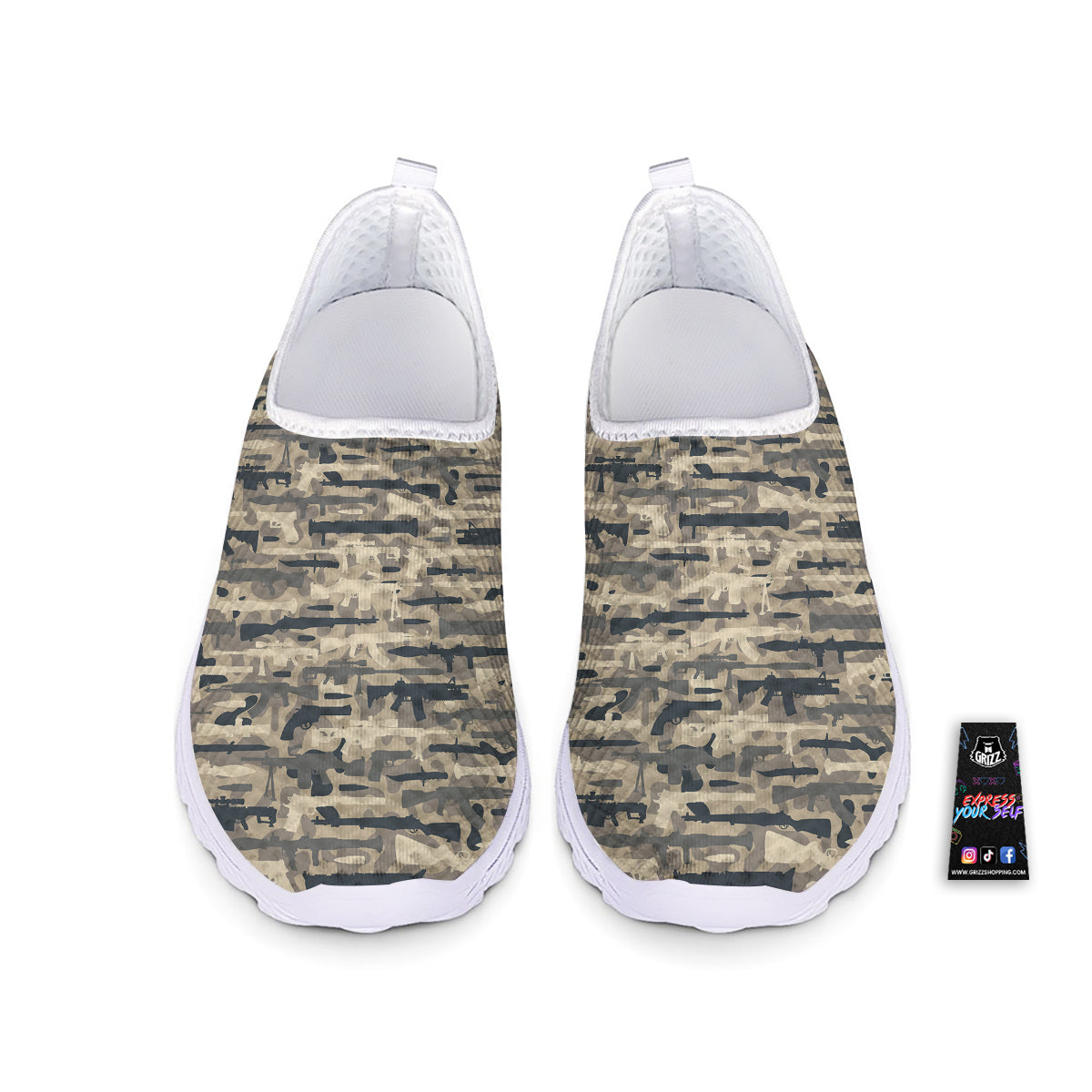 Military Gun Air Force Camo Print Nurse Shoes-grizzshop