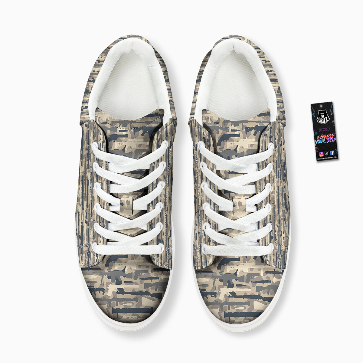 Military Gun Air Force Camo Print Platform Shoes-grizzshop
