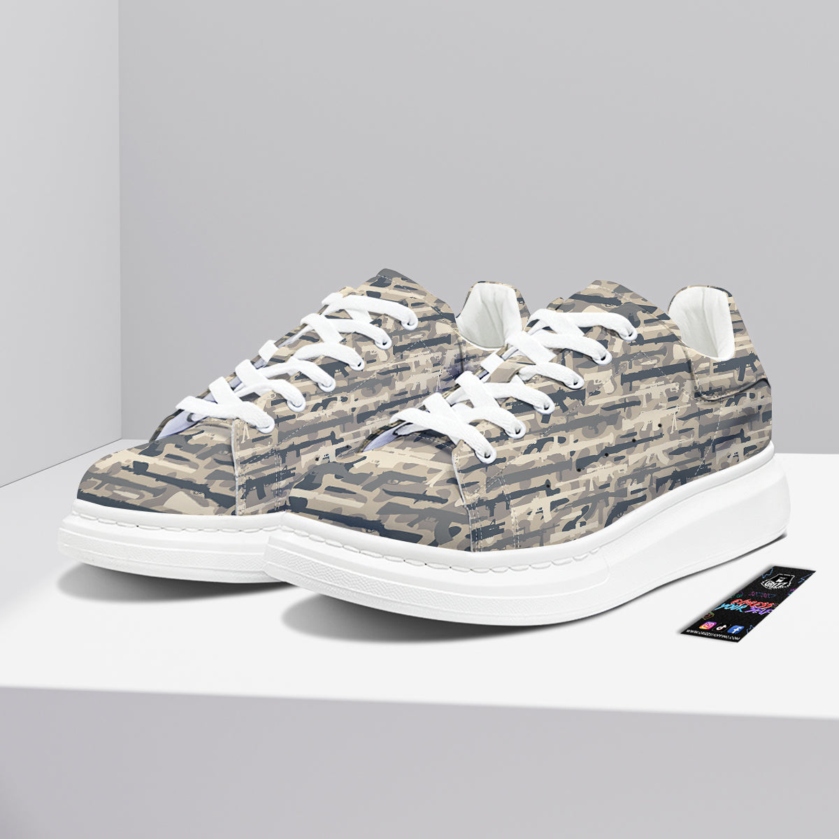 Military Gun Air Force Camo Print Platform Shoes-grizzshop