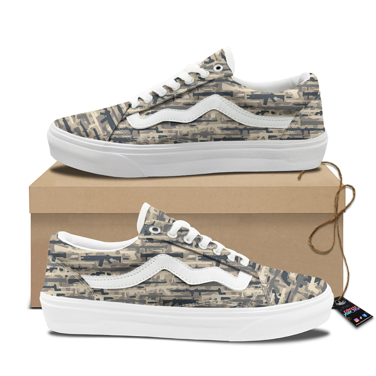 Military Gun Air Force Camo Print Skate Shoes-grizzshop