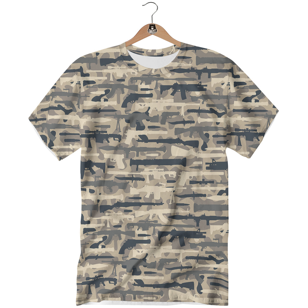 Military Gun Air Force Camo Print T-Shirt-grizzshop