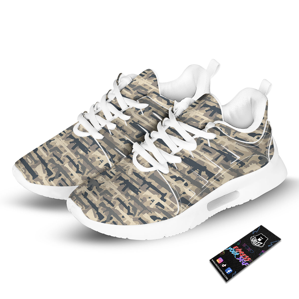 Military Gun Air Force Camo Print Tennis Shoes-grizzshop