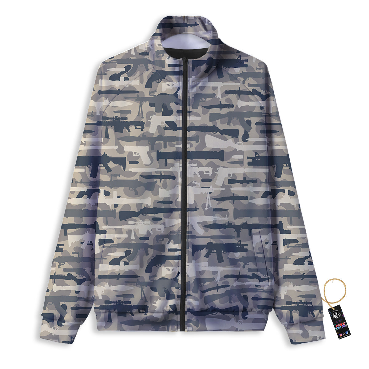 Military Gun Air Force Camo Print Track Jacket-grizzshop