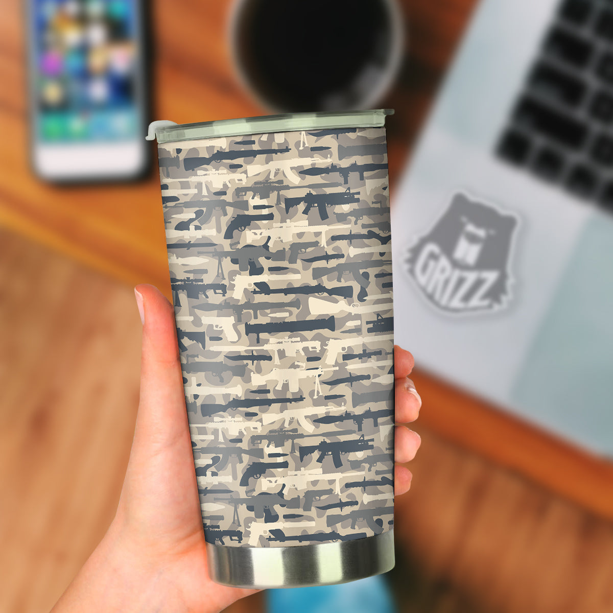 Military Gun Air Force Camo Print Tumbler-grizzshop