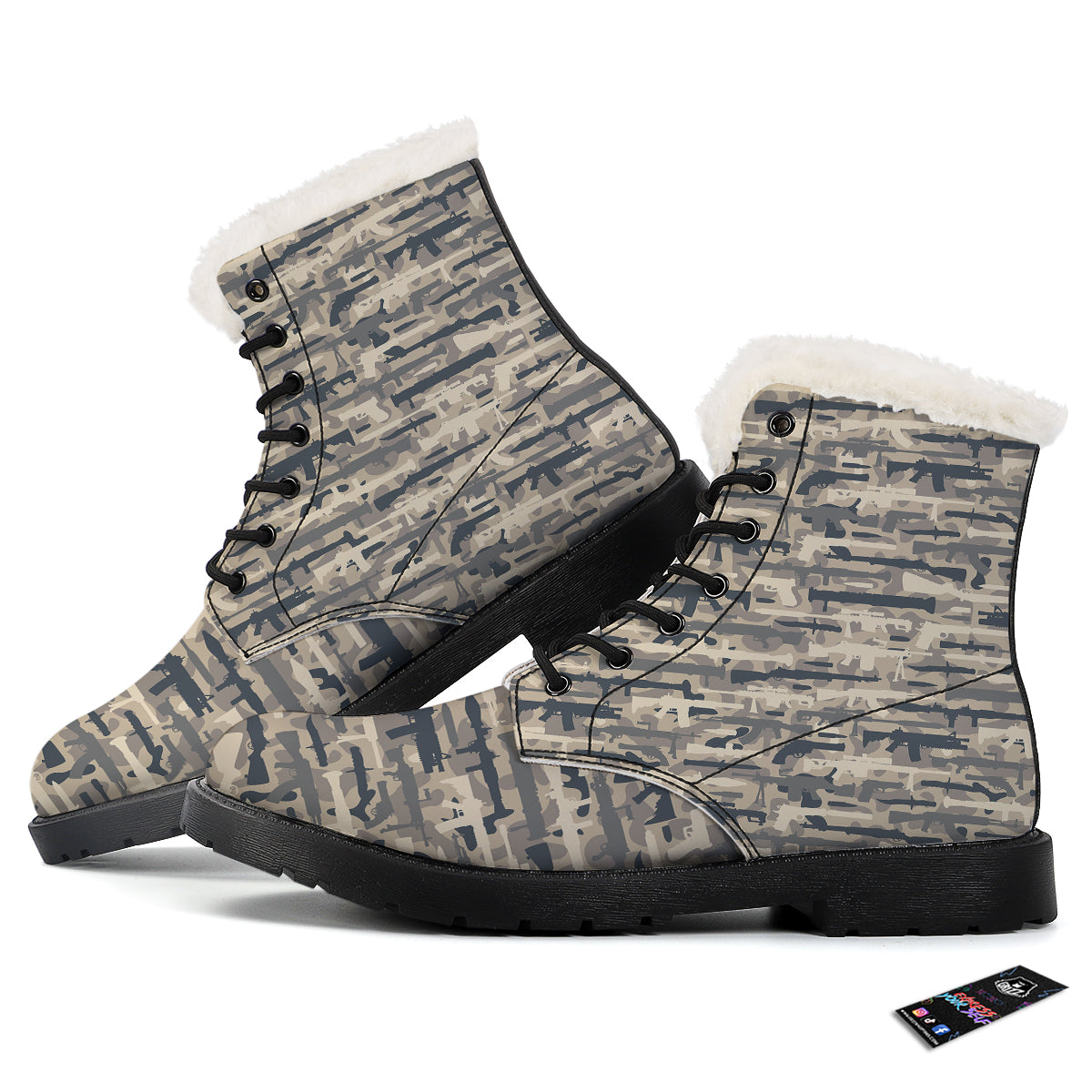 Military Gun Air Force Camo Print Winter Boots-grizzshop