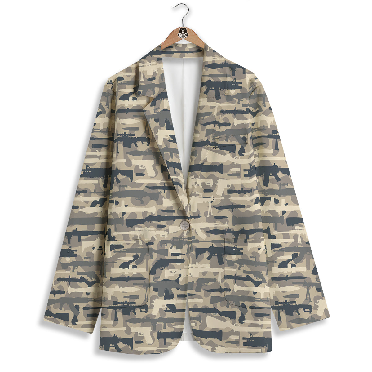 Military Gun Air Force Camo Print Women's Blazer-grizzshop
