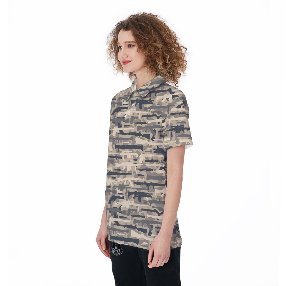 Military Gun Air Force Camo Print Women's Golf Shirts-grizzshop