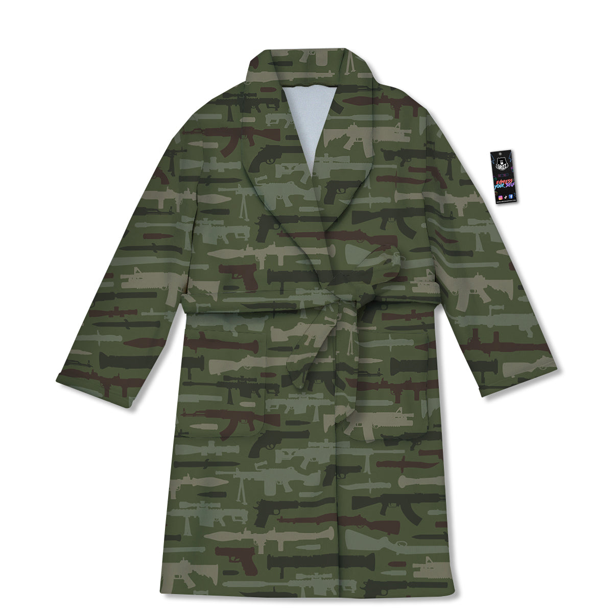Military Gun Camo Print Bathrobe-grizzshop