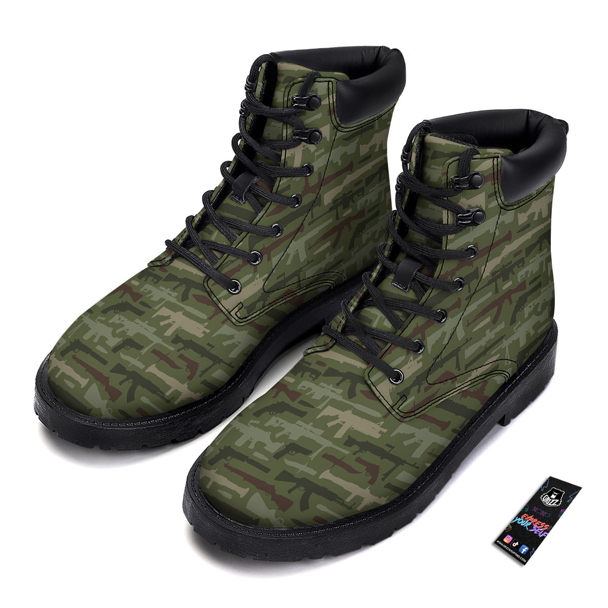 Military Gun Camo Print Boots-grizzshop