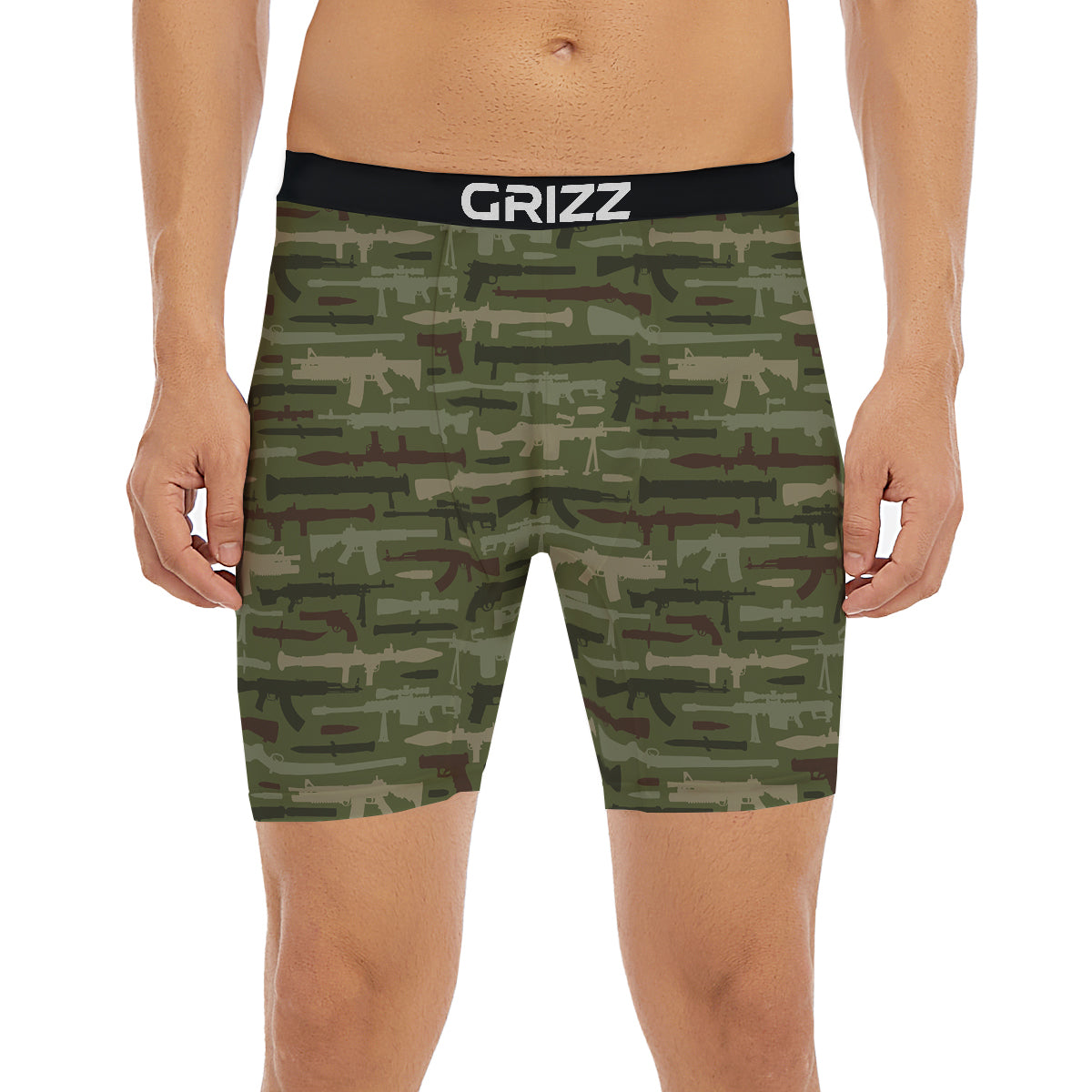 Military Gun Camo Print Boxer Briefs-grizzshop