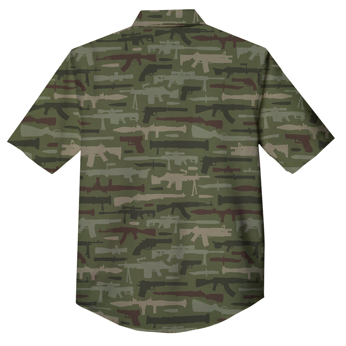 Military Gun Camo Print Button Up Shirt-grizzshop