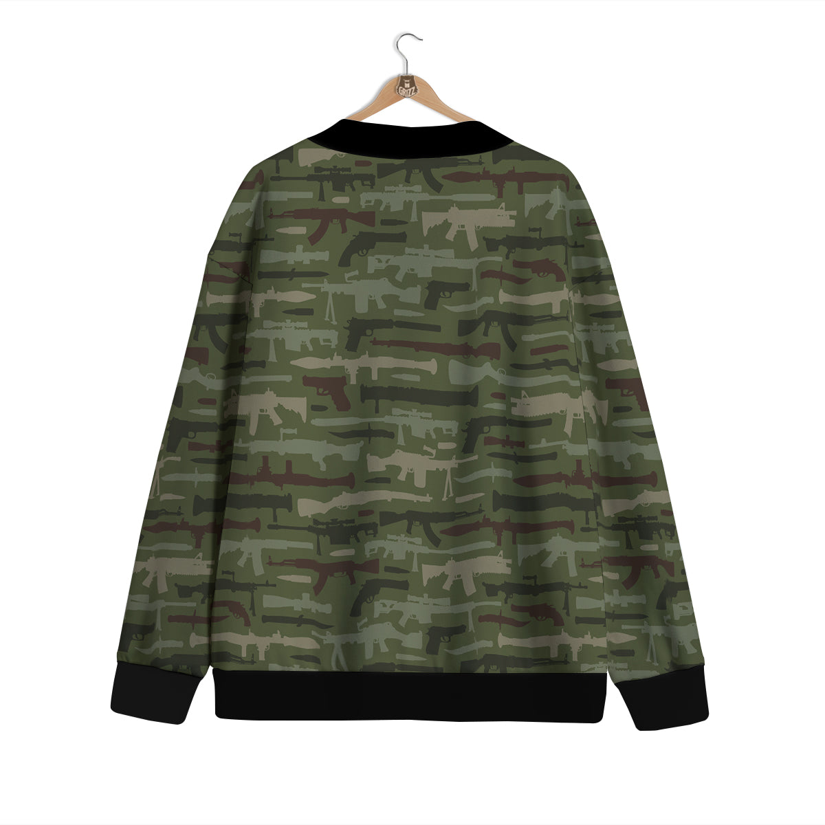 Military Gun Camo Print Cardigan-grizzshop