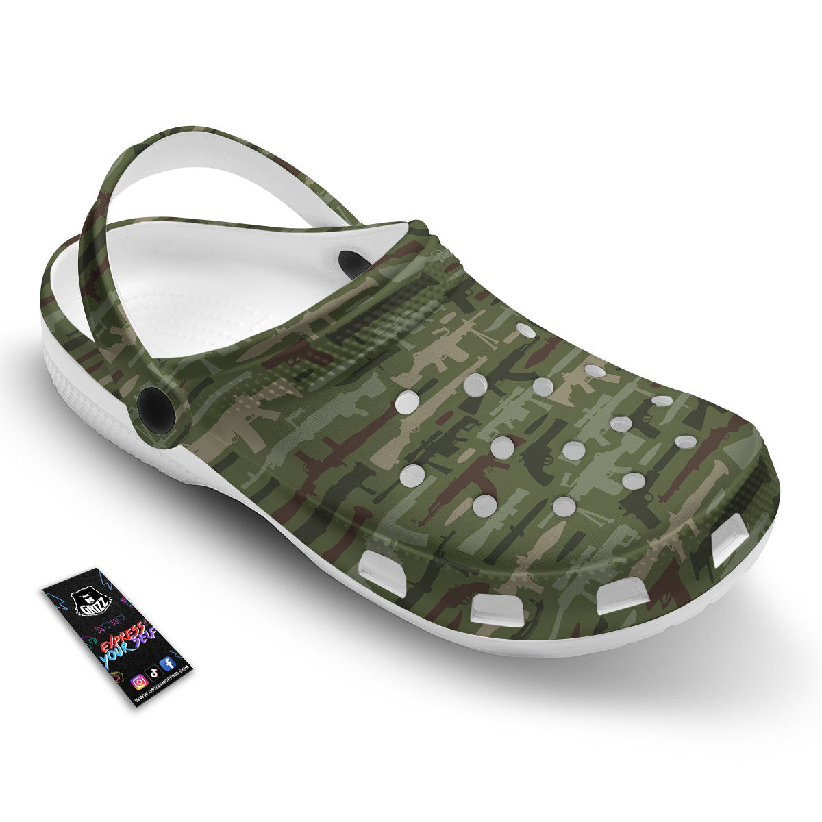 Military Gun Camo Print Clog-grizzshop