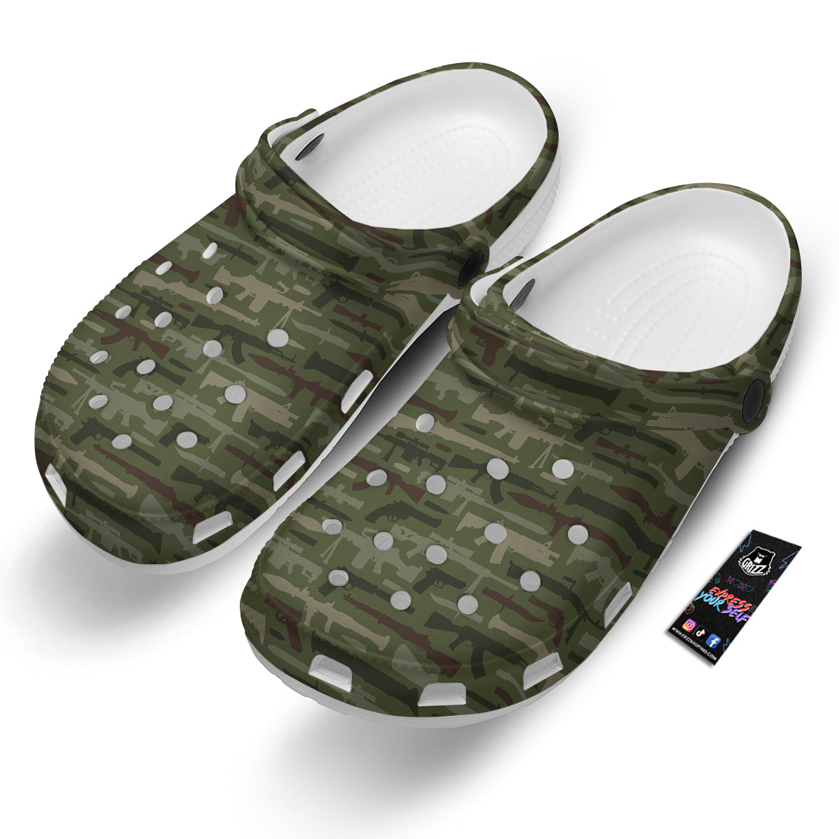 Military Gun Camo Print Clog-grizzshop
