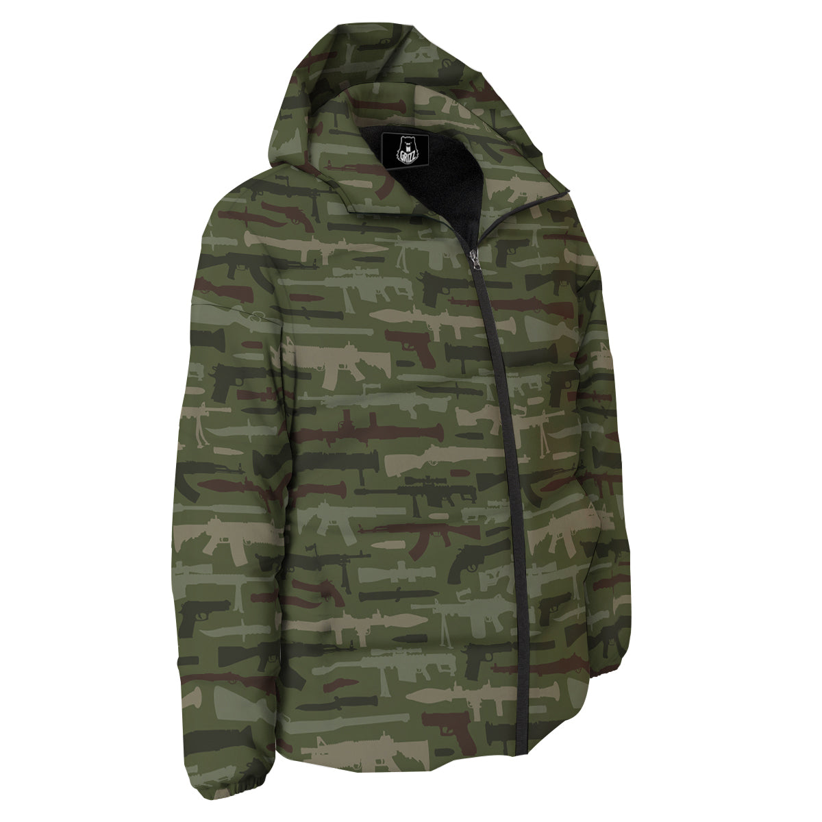 Military Gun Camo Print Down Jacket-grizzshop