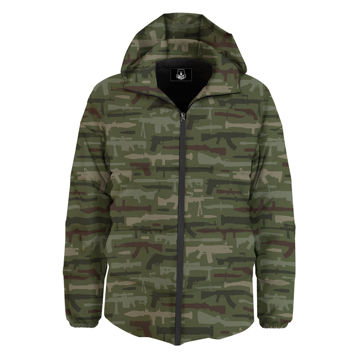 Military Gun Camo Print Down Jacket-grizzshop