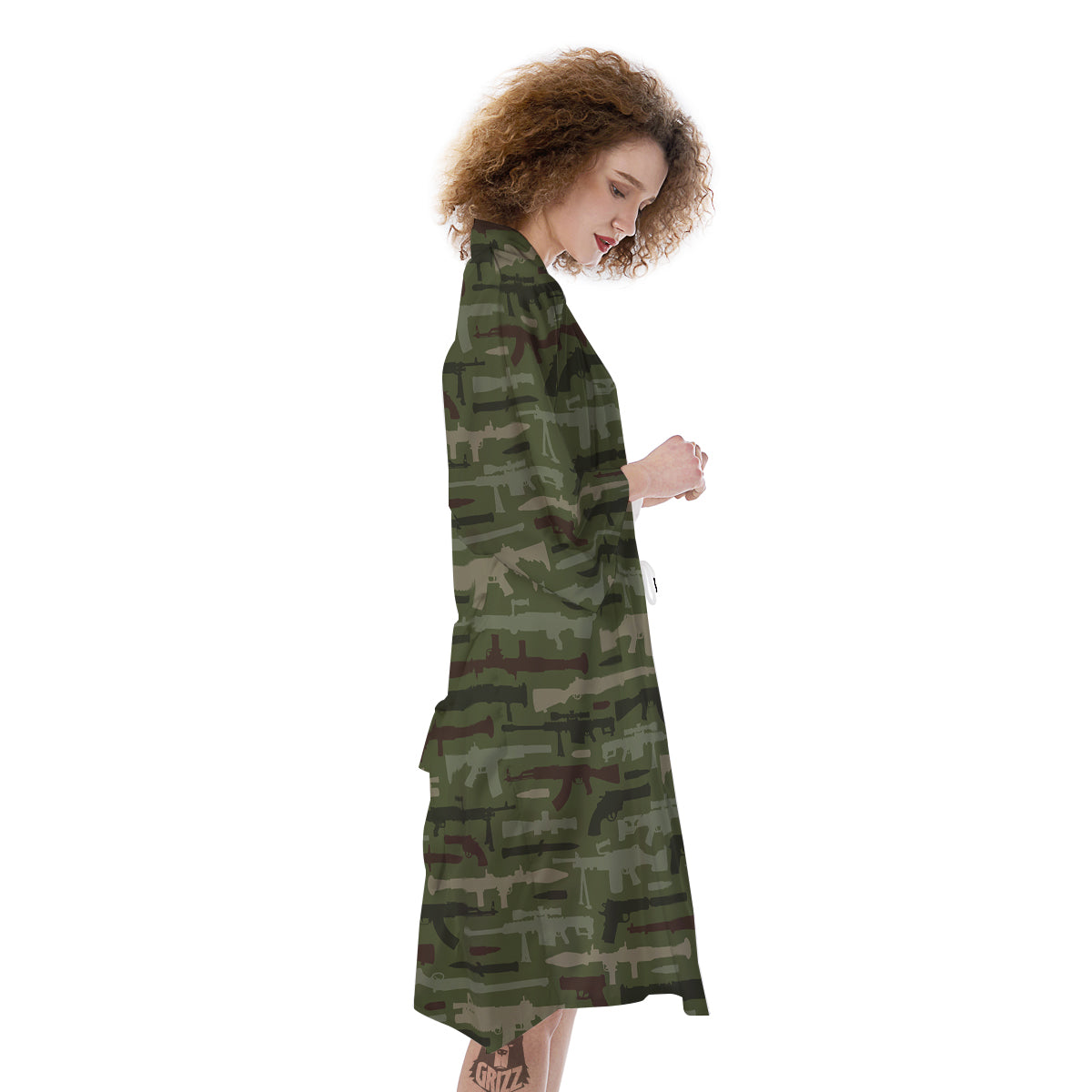Military Gun Camo Print Kimono-grizzshop
