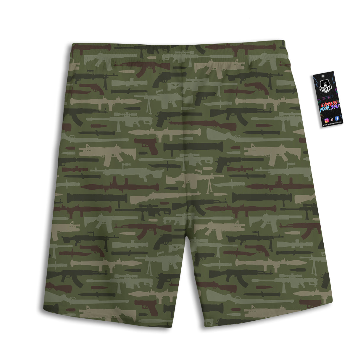 Military Gun Camo Print Men's Athletic Shorts