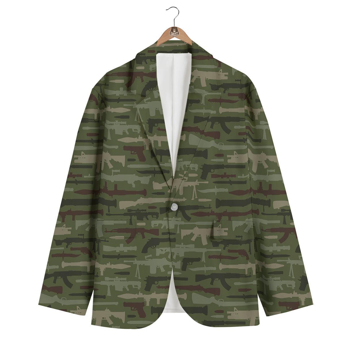 Military Gun Camo Print Men's Blazer-grizzshop
