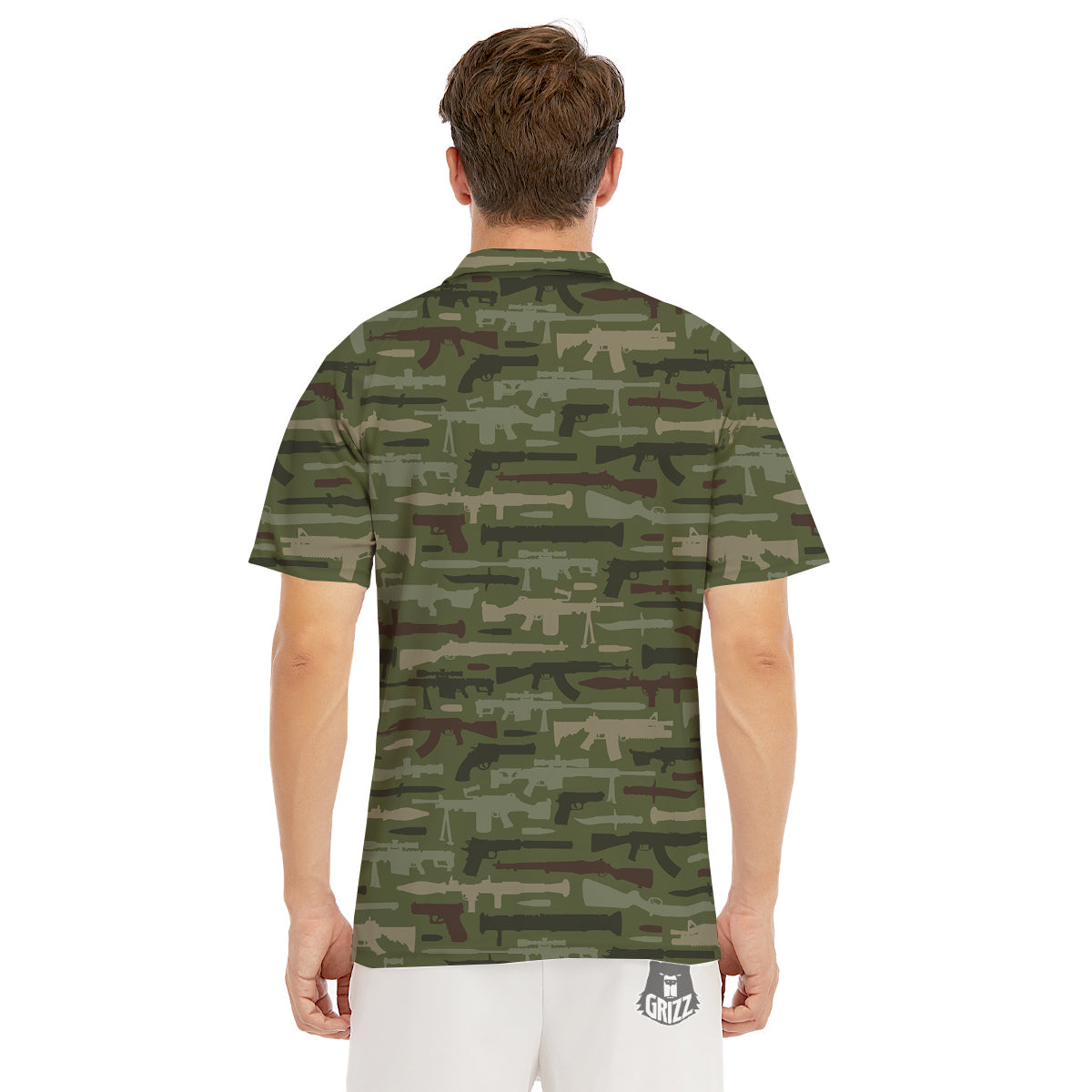 Military Gun Camo Print Men's Golf Shirts-grizzshop